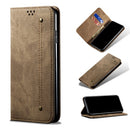 For Samsung Galaxy A32 5G Denim Texture Casual Style Horizontal Flip Leather Case with Holder & Card Slots & Wallet(Khaki)