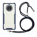 For OnePlus 7T Acrylic + Color TPU Shockproof Case with Neck Lanyard(Dark Blue)