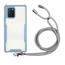 For OPPO Reno4 4G Acrylic + Color TPU Shockproof Case with Neck Lanyard(Milk Grey)