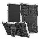 For Huawei MediaPad M5 Lite 10.1 inch Tire Texture Shockproof TPU+PC Protective Case with Holder(White)