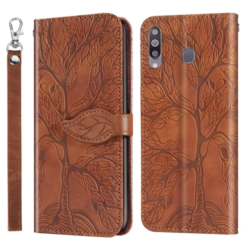 For Samsung Galaxy A8s Life of Tree Embossing Pattern Horizontal Flip Leather Case with Holder & Card Slot & Wallet & Photo Frame & Lanyard(Brown)