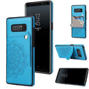 For Samsung Galaxy Note 8 Embossed Pattern PU + TPU Protective Case with Holder & Wallet & Card Slots(Blue)