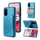 For Samsung Galaxy S20 Embossed Pattern PU + TPU Protective Case with Holder & Wallet & Card Slots(Blue)