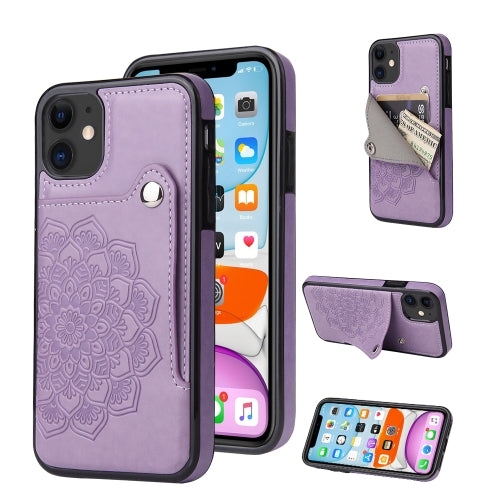 Embossed Pattern PU + TPU Protective Case with Holder & Wallet & Card Slots For iPhone 11 Pro(Purple)