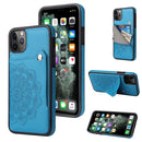 Embossed Pattern PU + TPU Protective Case with Holder & Wallet & Card Slots For iPhone 11 Pro Max(Blue)