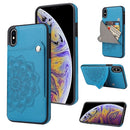 Embossed Pattern PU + TPU Protective Case with Holder & Wallet & Card Slots For iPhone XS Max(Blue)