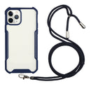 Acrylic + Color TPU Shockproof Case with Neck Lanyard For iPhone 12 Pro Max(Dark Blue)