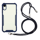 Acrylic + Color TPU Shockproof Case with Neck Lanyard For iPhone XS Max(Dark Blue)
