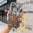 Animal Texture IMD Shockproof TPU Protective Case with Lanyard For iPhone 12 Pro(Zebra + Leopard)