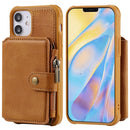 Zipper Shockproof Protective Case with Card Slots & Bracket & Photo Holder & Wallet Function For iPhone 12 mini(Brown)