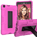 For Samsung Galaxy Tab A 8.0 (2019) / T290 Contrast Color Robot Shockproof Silicone + PC Protective Case with Holder(Rose Red Black)
