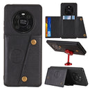 For Huawei Mate 40 Pro Double Buckle PU + TPU Shockproof Magnetic Protective Case with Card Slot & Holder(Black)