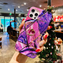 Electroplated Marble Pattern TPU Protective Case with Ring Holder For iPhone 11(Purple)