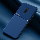 For OPPO Realme X Classic Tilt Strip Grain Magnetic Shockproof PC + TPU Case(Blue)