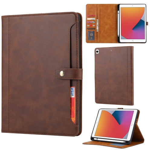 Calf Texture Double Fold Clasp Horizontal Flip Leather Case with Photo Frame & Holder & Card Slots & Wallet For iPad 10.2(Coffee)