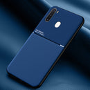 For Samsung Galaxy A21 Classic Tilt Strip Grain Magnetic Shockproof PC + TPU Case(Blue)