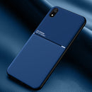 For Xiaomi Redmi 7A Classic Tilt Strip Grain Magnetic Shockproof PC + TPU Case(Blue)