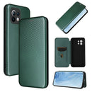 For Xiaomi Mi 11 Carbon Fiber Texture Magnetic Horizontal Flip TPU + PC + PU Leather Case with Card Slot(Green)