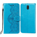 For Nokia C1 Flower Vine Embossing Pattern Horizontal Flip Leather Case with Card Slot & Holder & Wallet & Lanyard(Blue)