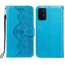 For Samsung Galaxy A91 / S10 Lite Flower Vine Embossing Pattern Horizontal Flip Leather Case with Card Slot & Holder & Wallet & Lanyard(Blue)