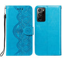 For Samsung Galaxy Note20 Ultra Flower Vine Embossing Pattern Horizontal Flip Leather Case with Card Slot & Holder & Wallet & Lanyard(Blue)