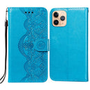 Flower Vine Embossing Pattern Horizontal Flip Leather Case with Card Slot & Holder & Wallet & Lanyard For iPhone 11 Pro Max(Blue)