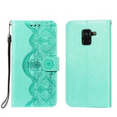 For Samsung Galaxy A8 (2018) Flower Vine Embossing Pattern Horizontal Flip Leather Case with Card Slot & Holder & Wallet & Lanyard(Green)