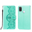 For Samsung Galaxy M30s / M21 Flower Vine Embossing Pattern Horizontal Flip Leather Case with Card Slot & Holder & Wallet & Lanyard(Green)
