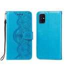 For Samsung Galaxy M31s Flower Vine Embossing Pattern Horizontal Flip Leather Case with Card Slot & Holder & Wallet & Lanyard(Blue)