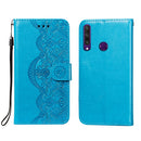 For Huawei Y6p Flower Vine Embossing Pattern Horizontal Flip Leather Case with Card Slot & Holder & Wallet & Lanyard(Blue)