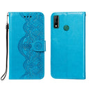 For Huawei Honor Y8s Flower Vine Embossing Pattern Horizontal Flip Leather Case with Card Slot & Holder & Wallet & Lanyard(Blue)