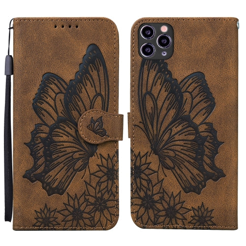 Retro Skin Feel Butterflies Embossing Horizontal Flip Leather Case with Holder & Card Slots & Wallet For iPhone 11 Pro(Brown)