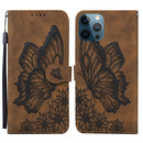 Retro Skin Feel Butterflies Embossing Horizontal Flip Leather Case with Holder & Card Slots & Wallet For iPhone 12 Pro Max(Brown)