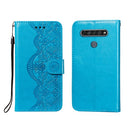 For LG K61 Flower Vine Embossing Pattern Horizontal Flip Leather Case with Card Slot & Holder & Wallet & Lanyard(Blue)