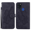For Samsung Galaxy A21s Retro Skin Feel Butterflies Embossing Horizontal Flip Leather Case with Holder & Card Slots & Wallet(Black)