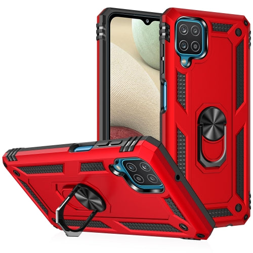 For Samsung Galaxy A12 5G Shockproof TPU + PC Protective Case with 360 Degree Rotating Holder(Red)