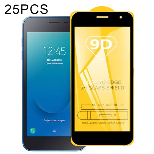 For Samsung Galaxy J2 Core 2020 25 PCS 9D Full Glue Full Screen Tempered Glass Film