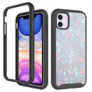 3 in 1 Card PC + TPU Shockproof Protective Case For iPhone 11(White Shell Pattern)