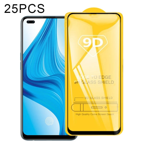 For OPPO F17 Pro 25 PCS 9D Full Glue Full Screen Tempered Glass Film