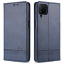 For Samsung Galaxy A12 AZNS Magnetic Calf Texture Horizontal Flip Leather Case with Card Slots & Holder & Wallet(Dark Blue)