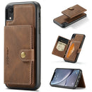 JEEHOOD Retro Magnetic Detachable Protective Case with Wallet & Card Slot & Holder For iPhone XR(Brown)
