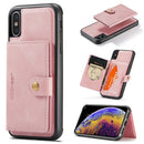 JEEHOOD Retro Magnetic Detachable Protective Case with Wallet & Card Slot & Holder For iPhone XS Max(Pink)