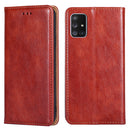 For Samsung Galaxy A71 4G PU + TPU Gloss Oil Solid Color Magnetic Horizontal Flip Leather Case with Holder & Card Slot & Wallet(Brown)