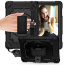 For Amazon Kindle Fire HD 8 2020 360 Degree Rotation Turntable Contrast Color Robot Shockproof Silicone + PC Protective Case with Holder(Black)