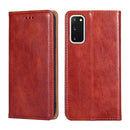 For Samsung Galaxy S20 PU + TPU Gloss Oil Solid Color Magnetic Horizontal Flip Leather Case with Holder & Card Slot & Wallet(Brown)