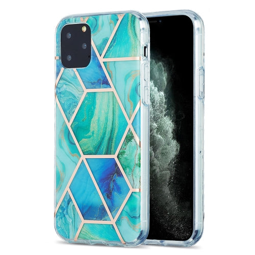 3D Electroplating Marble Pattern TPU Protective Case For iPhone 11 Pro(Green Blue)