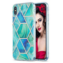 3D Electroplating Marble Pattern TPU Protective Case For iPhone XS Max(Green Blue)