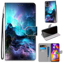 For Samsung Galaxy M31s Coloured Drawing Cross Texture Horizontal Flip PU Leather Case with Holder & Card Slots & Wallet & Lanyard(Colorful Clouds)