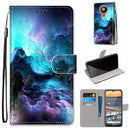 For Nokia 5.3 Coloured Drawing Cross Texture Horizontal Flip PU Leather Case with Holder & Card Slots & Wallet & Lanyard(Colorful Clouds)