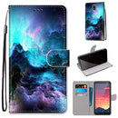 For Nokia C2 Coloured Drawing Cross Texture Horizontal Flip PU Leather Case with Holder & Card Slots & Wallet & Lanyard(Colorful Clouds)